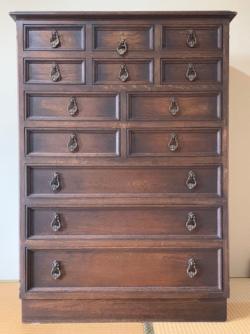 消*こ様 永田良介　神戸家具 木製　チェスト たんす　押入れ　13 引き出し　ビ 永田良介商店 S型 整理タンス チェスト 9杯箪笥 ヴィンテージ