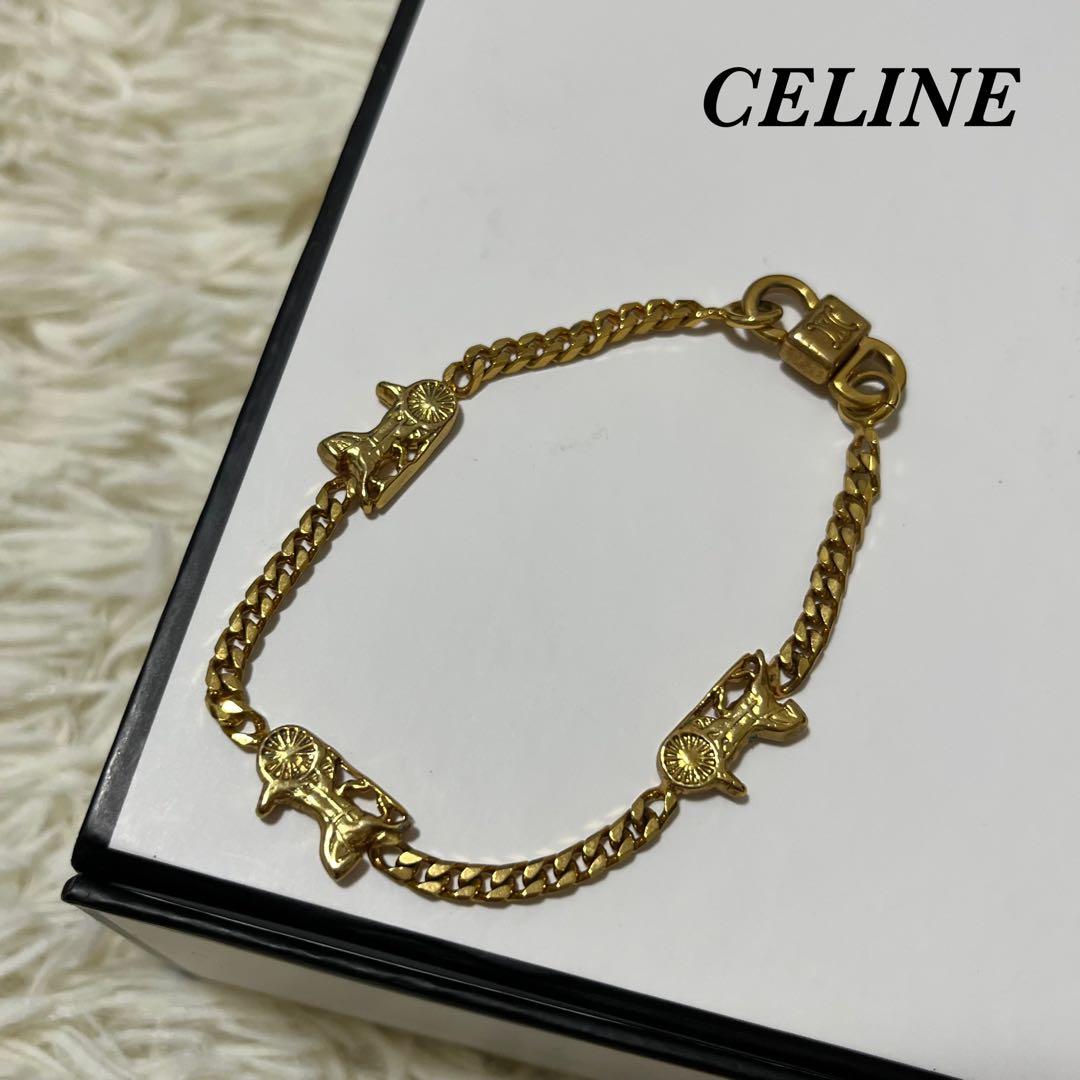 美品　セリーヌ　ブレスレット　馬車金具　トリオンフ　ゴールド金具　CELINE CELINE（セリーヌ） ブレスレット Bridle Bracelet 460SR3CBC.18G