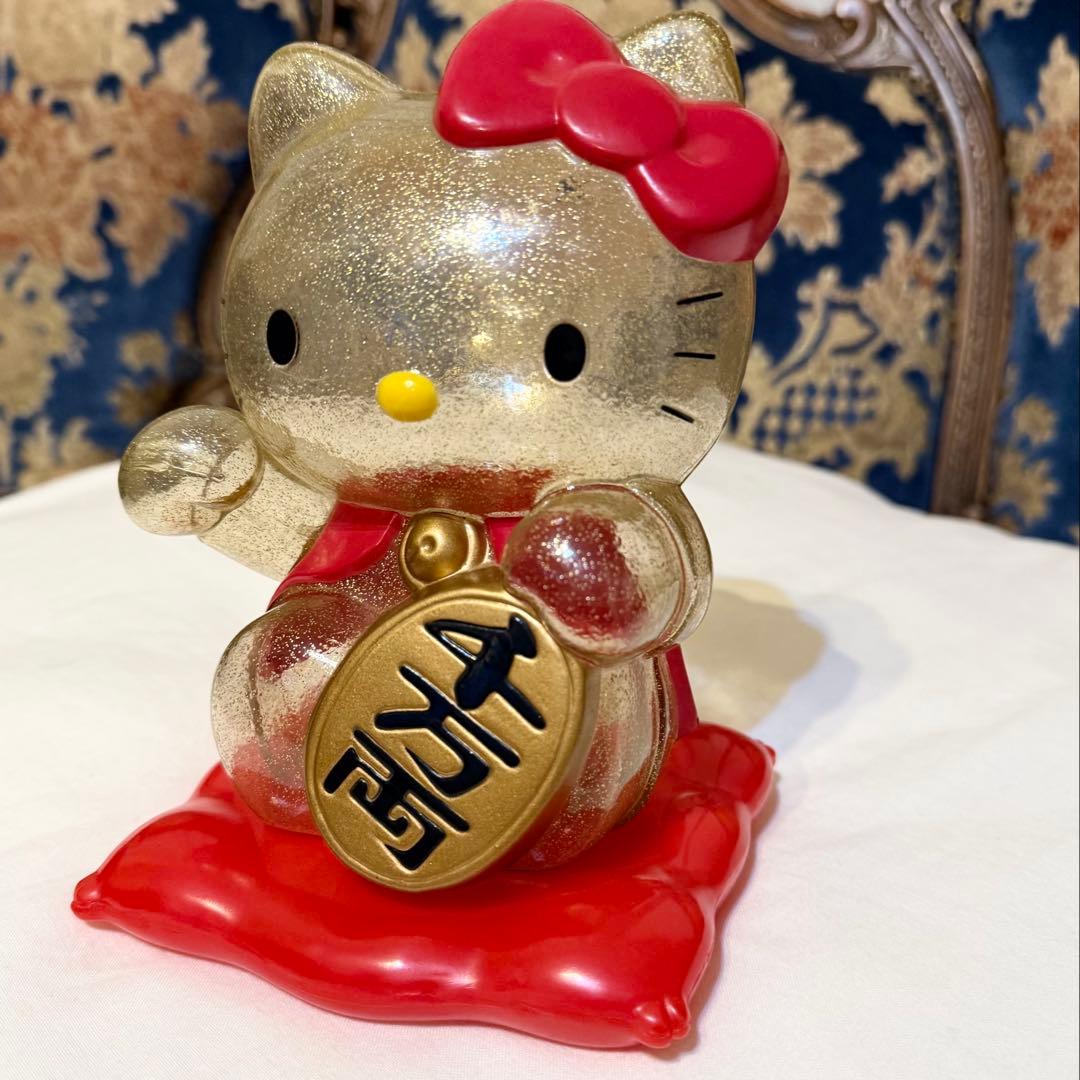 超希少 ハローキティ 招き猫 千万両 貯金箱 レア レトロ スケルトン 人形 ハローキティ キティちゃん ☆ 貯金箱 招き猫 七福神恵比寿様 鯛 レア