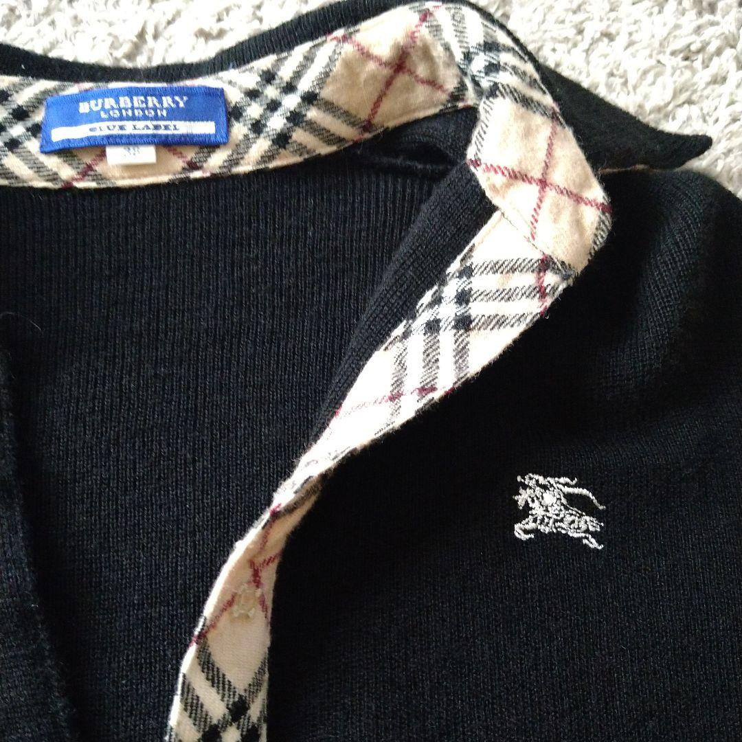 Burberry☆バーバリー ノバチェック ウール ポロシャツ スキッパー 黒