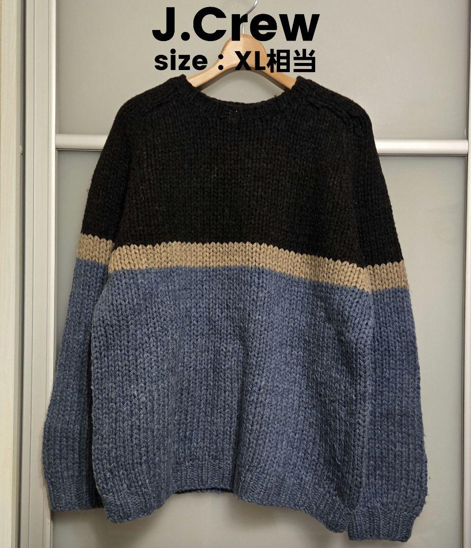 90s J.CREW ニット ハンドニット 水色 肉厚 実寸XL online update ⚪︎90s “J.CREW” roll neck wool knit
