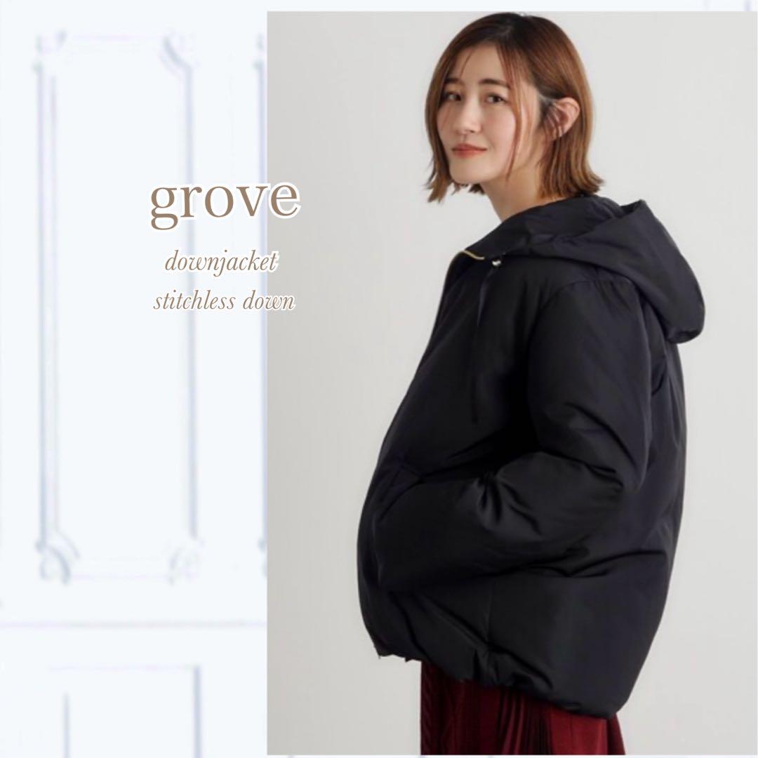 新品⭐️【grove】撥水・ステッチレスミドルダウン ジャケット コート ブラック grove（グローブ） 撥水・ステッチレスミドルダウン : マルイ(丸井