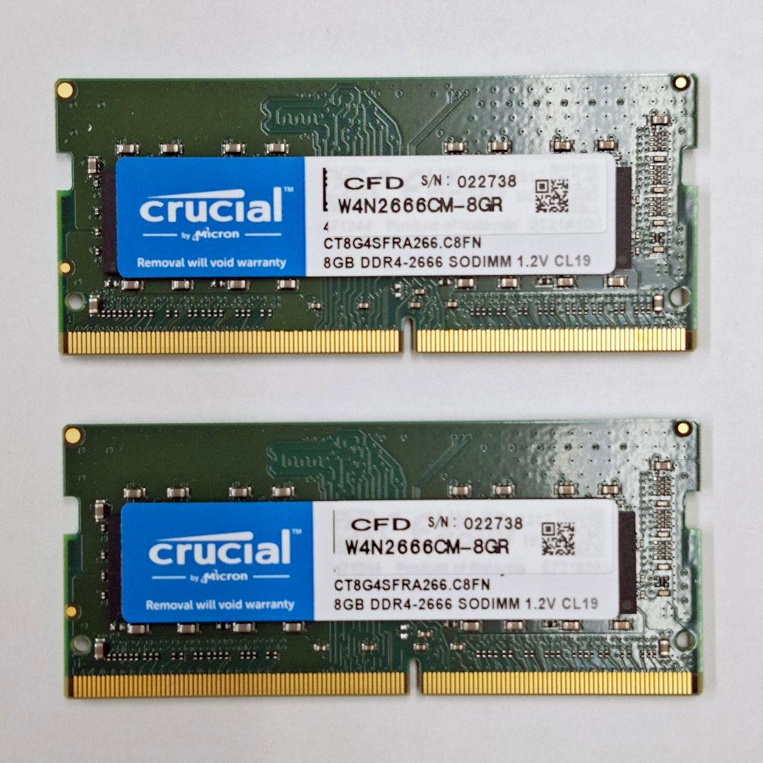 DDR4-2666 16GB(8GB×2) SO-DIMM Crucial Crucial 16GB Kit (8GB x 2) DDR4 2666 MT/s (PC4-21300) SODIMM 260