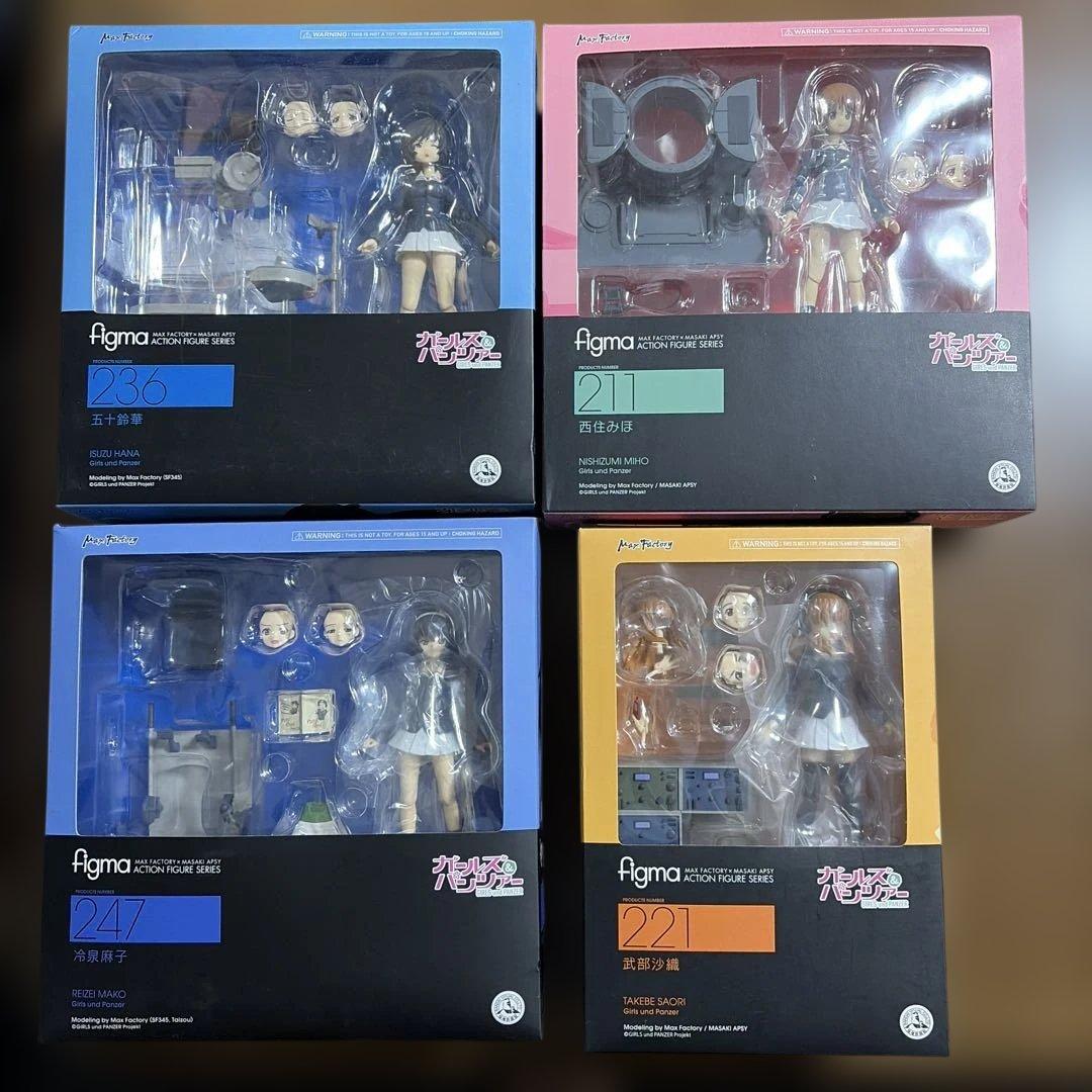 【中古・日焼け】figma ガルパン　西住みほ＆武部沙織＆五十鈴華＆冷泉麻子 中古・日焼け】figma ガルパン 西住みほ＆武部沙織＆五十鈴華＆冷泉