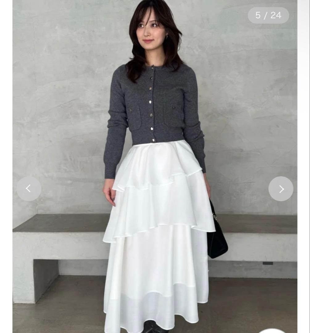 SNIDEL Sustainableニットカーデ×ティアードスカートセット Sustainableニットカーデ×ティアードスカートセット（SNIDEL）｜ルミネ