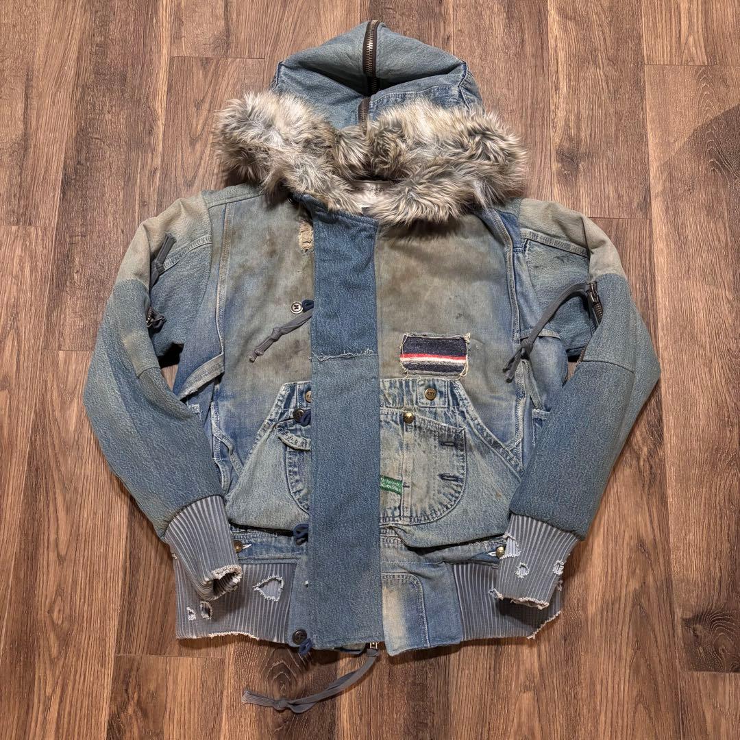 GREG LAUREN グレッグローレン　デニムファージャケット GREG LAUREN / グレッグローレン | OVERALL COLLARED BOXY DENIM / 再