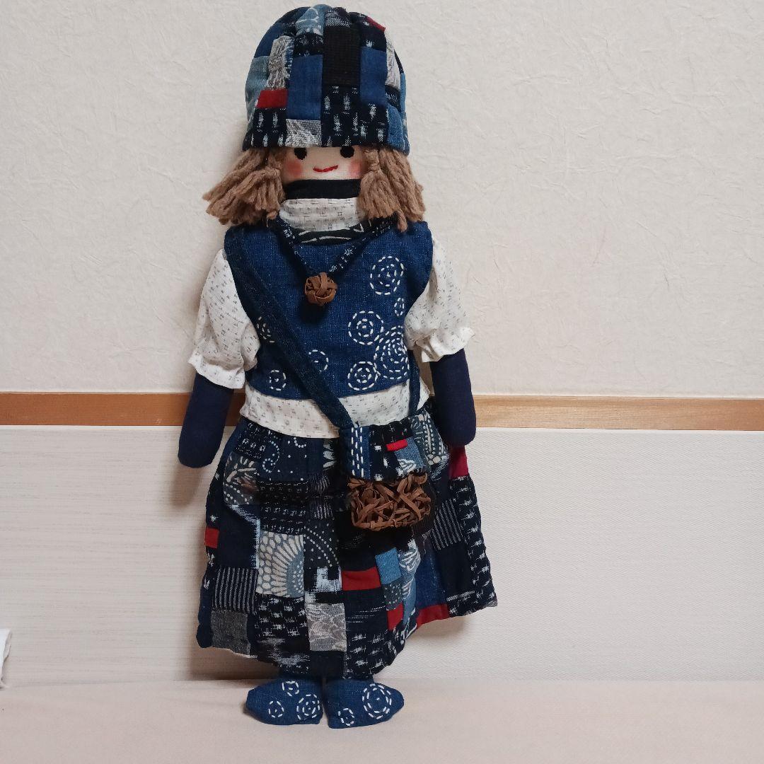 古布リメイク～古布人形パッチワーク刺し子山葡萄バック&ネックレス 古布リメイク～古布人形パッチワーク刺し子山葡萄バック&ネックレス