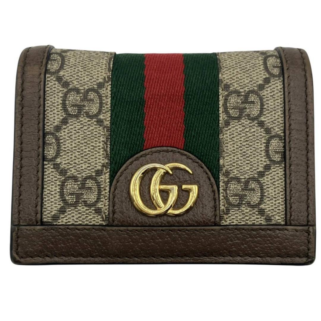 良品✨　グッチ ２つ折り財布 オフィディア PVC ブラウン 0I7 GUCCI（グッチ） 二つ折り財布 レディース OPHIDIA オフィディア
