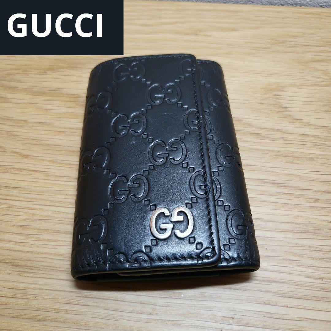 GUCCI グッチ GG グッチシマ キーリング付き 6連 キーケース ブラック GUCCI（グッチ） 最新作! GUCCI 6連 キーケース グッチシマ ブラック
