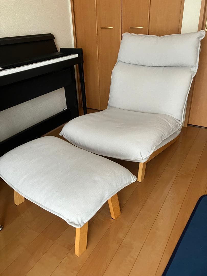 無印良品　ライトグレー モダンソファ オットマン付き 無印良品 オットマン ライトグレー 布 (税込総額・2018カタログ