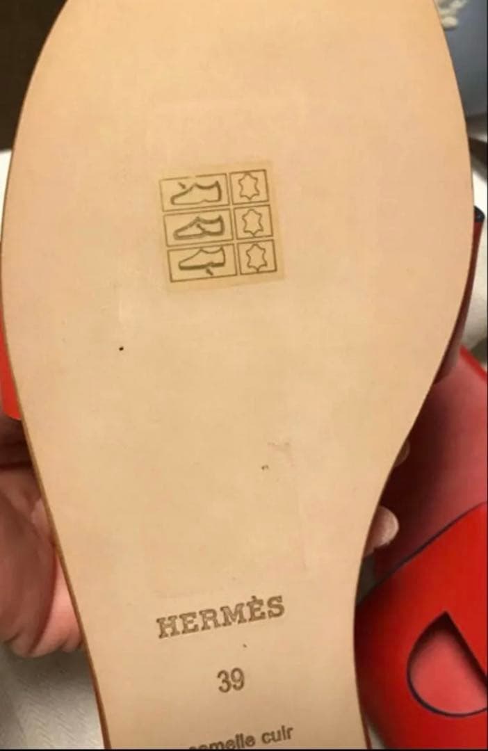 エルメス HERMES サンダル リスボア ジャスパールージュ 39 リペア済
