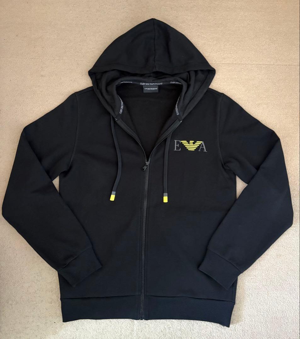 【超美品】EMPORIO ARMANI ジップジャケット パーカー M EMPORIO ARMANI エンポリオアルマーニ 肩ラインロゴ ポケット付き