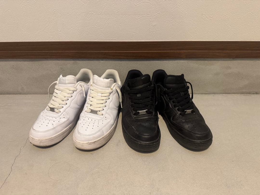 靴 NIKE Air Force 1 white black Nike Air Force 1 Low Leather White Black Swoosh Classic Nike ID