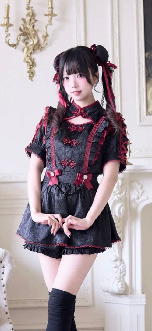 nogenki チャイナ風ワンピースセットアップ　と　団子ヘアピンのセット　L NoGenki チャイナ風ワンピースセットアップ L 団子ヘアピン付 ワンピース