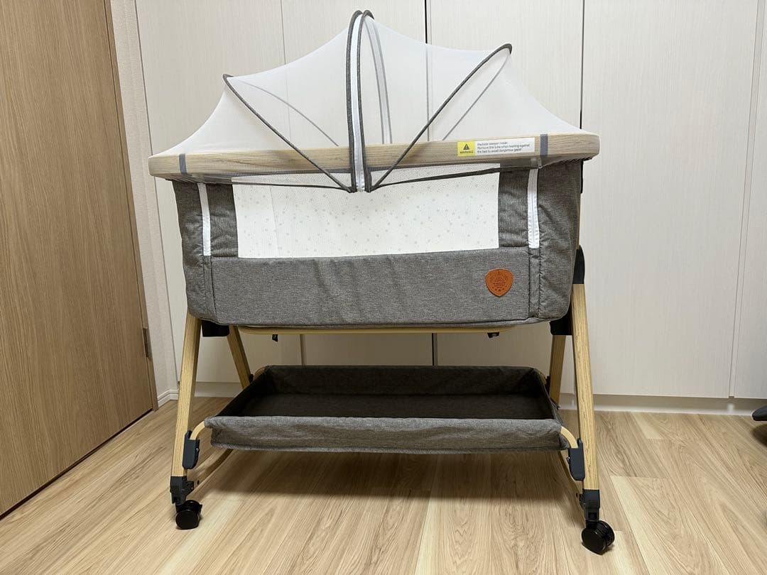 【Y】HZDMJ ベビーベッド グレー 蚊帳付き hzdmj ベビーベッド 折りたたみ 添い寝ベッド 揺りかご 赤ちゃん 高さ