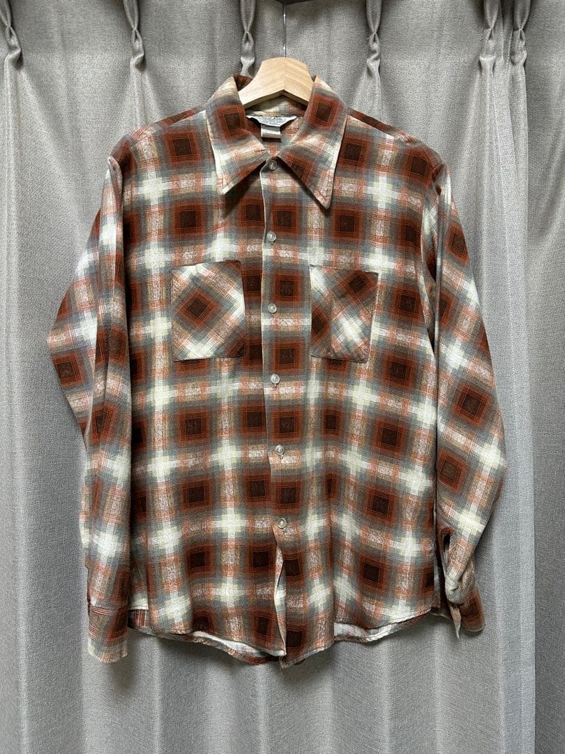 70s Prest-Rite プリントネルシャツ 70s 