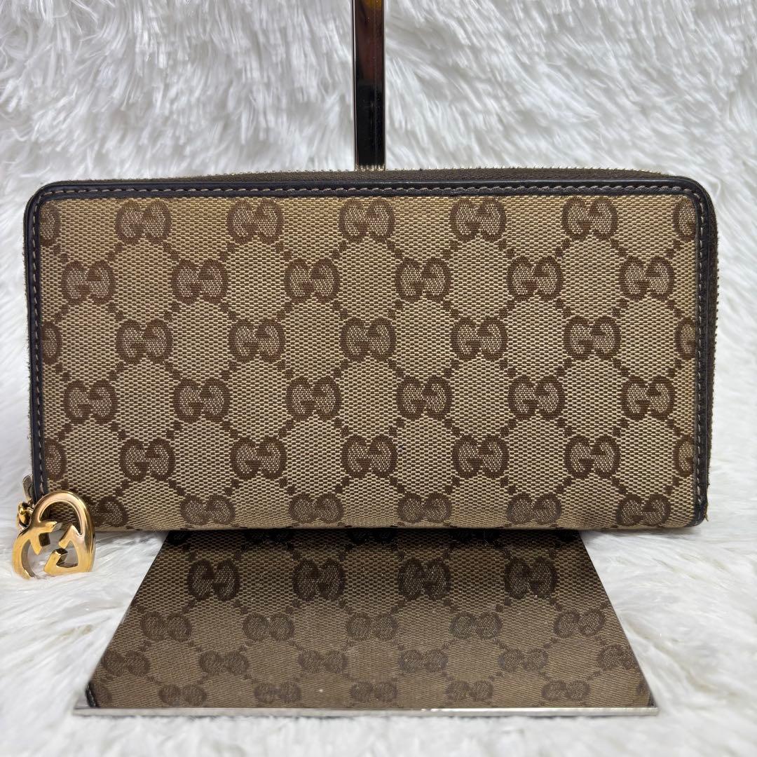✨美品✨ グッチ 長財布 ラブリーハート GGキャンバス ラウンドジップ