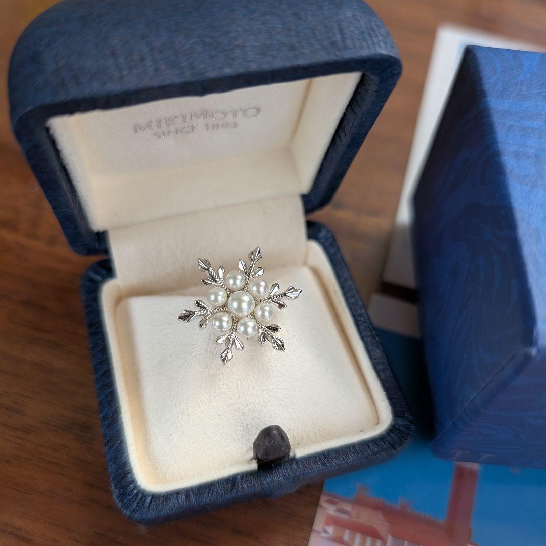 MIKIMOTO パール7珠 ピンブローチ あこや真珠　雪の結晶　未使用品　美品 mikimoto-6t68.jpg