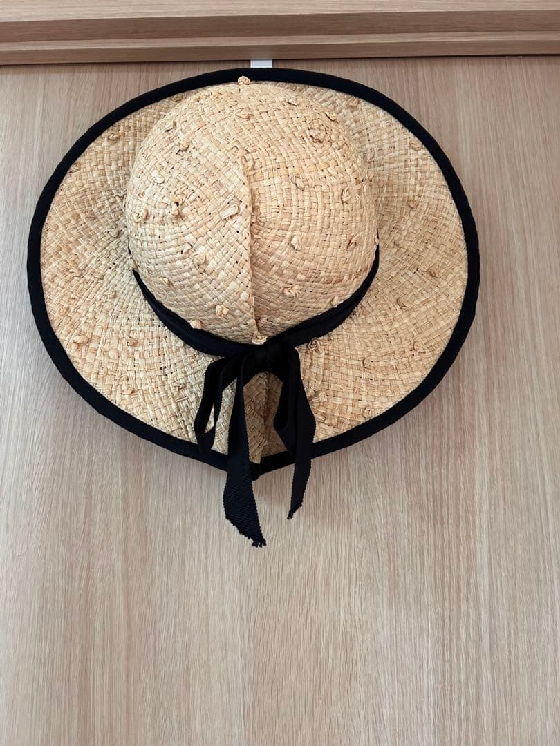 CA4LA リボン付き麦わら帽子 ベージュ/ブラック - メルカリ