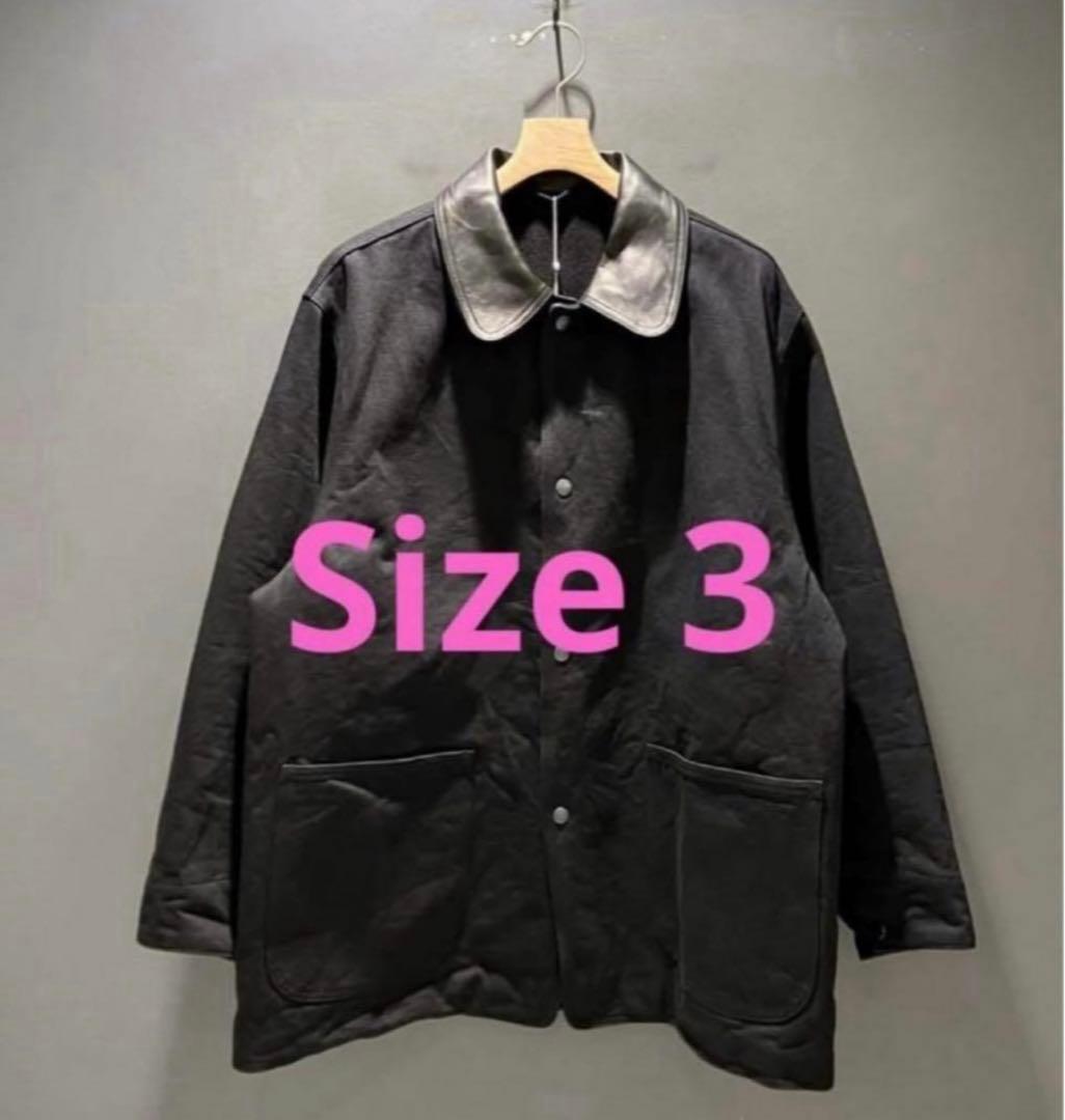 comoli デニム レザー ワークジャケット size3 25AW COMOLI (コモリ) ブラックデニム ワークジャケット