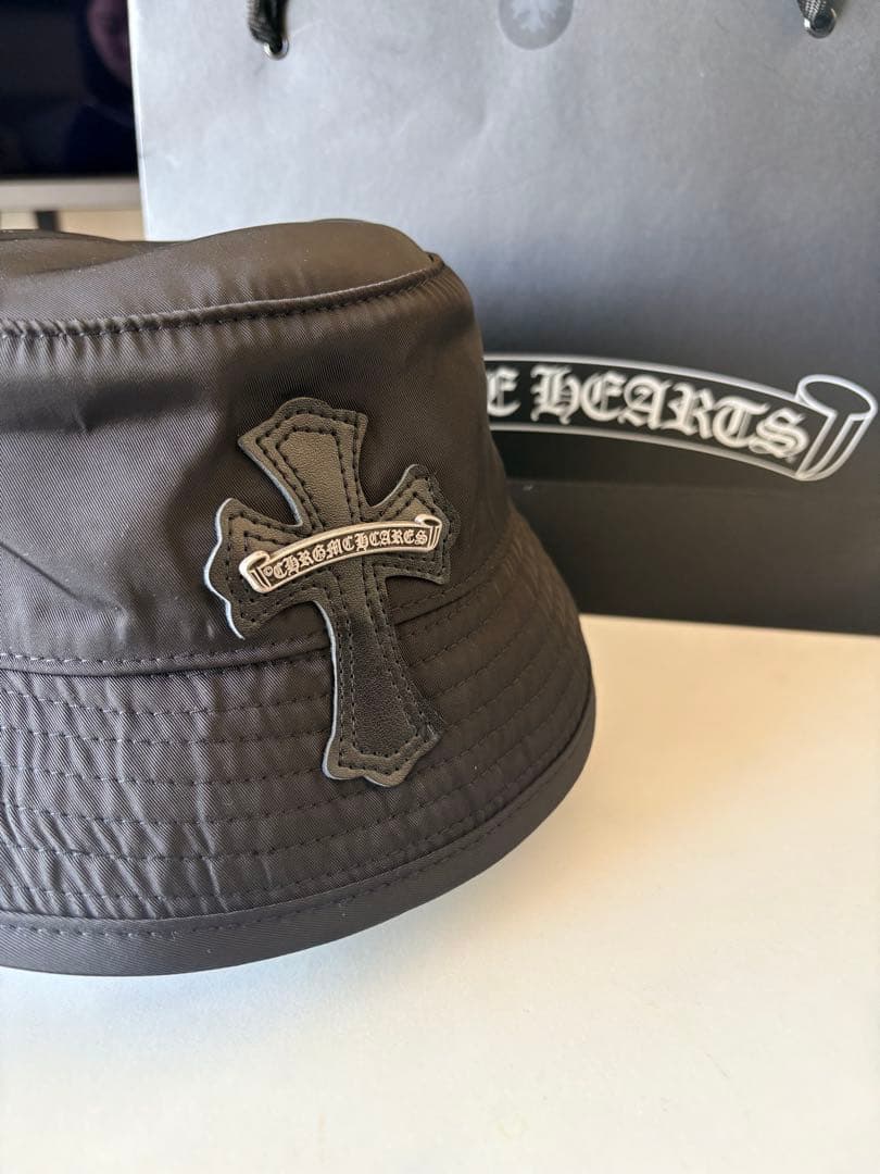 CHROME HEARTS （クロムハーツ） レザークロスパッチ バケットハット CHROME HEARTS 1 Cross Leather Patch Nylon Bucket Hat Size L（60.5