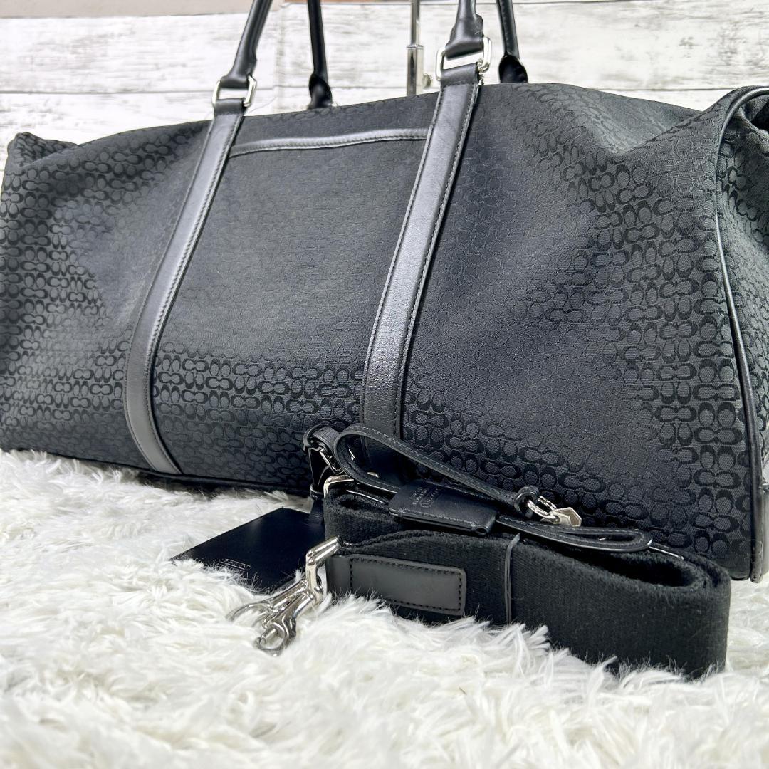 【美品】コーチ ボストンバッグ キャンバス 大容量 シグネチャー F77013 COACH（コーチ） ボストンバッグ コンパス バッグ 45・シグネチャー