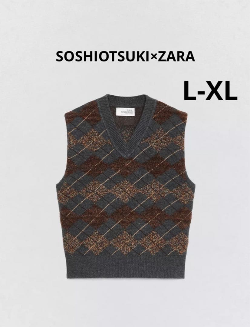 SOSHIOTSUKI×ZARA テクスチャードダイヤモンドニットベスト 新品 ZARA】SOSHIOTSUKI テクスチャードダイヤモンドニットベスト (ZARA