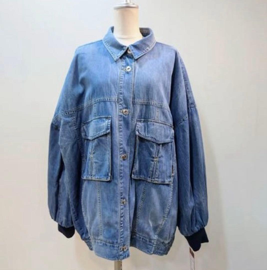 【タグ付未使用】ayane中綿キルトダンガリージャケット（袖ワッペン） 中古・古着通販】Ayane (アヤネ) 裏キルトVネックダンガリージャケット