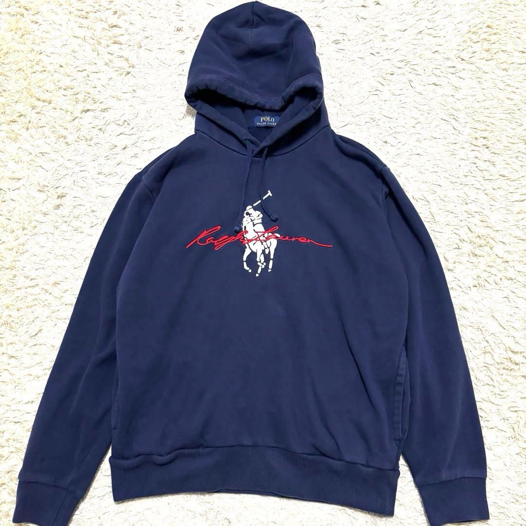 23AW ポロラルフローレン　ビッグポニーロゴフーディ　パーカー　ネイビー　M POLO RALPH LAUREN ポロラルフローレン パーカー ビッグポニー