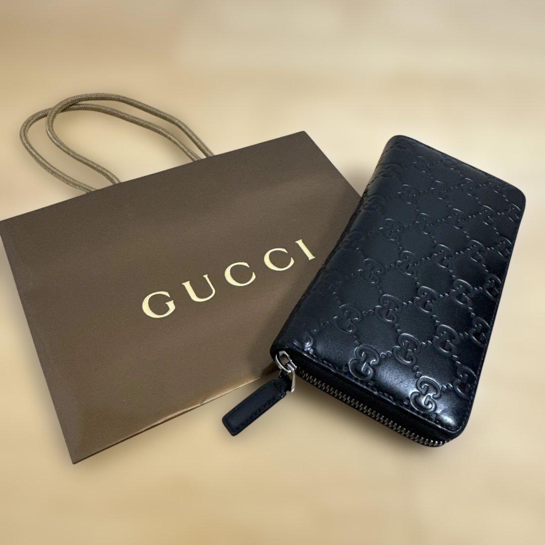 GUCCI ブラックレザー GGパターン 長財布 GUCCI ブラックレザー 長財布 GGパターン - メルカリ