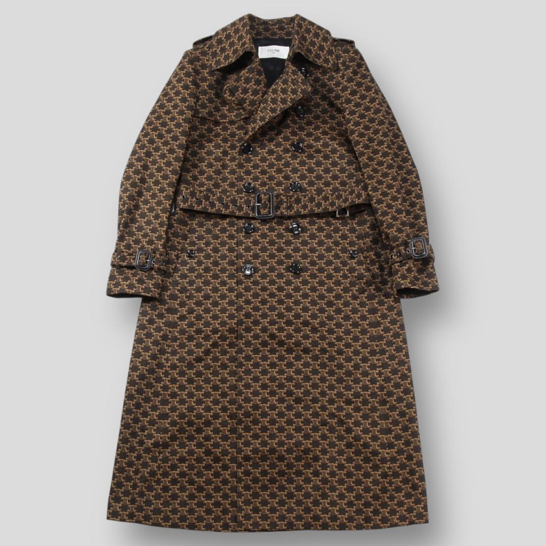 極美品 CELINE 21SS 70’S トレンチコート トリオンフ プリント 中古・古着通販】CELINE (セリーヌ) ダブルブレストトレンチコート