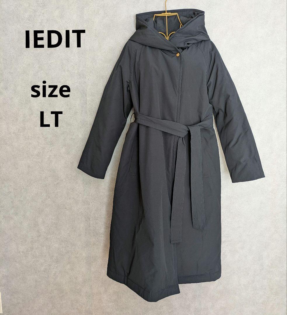 ★IEDIT イディット ロング丈 ダウンコート 撥水加工 ネイビー L IEDIT[イディット] 撥水素材がうれしい！ 内側ステッチでスマートに