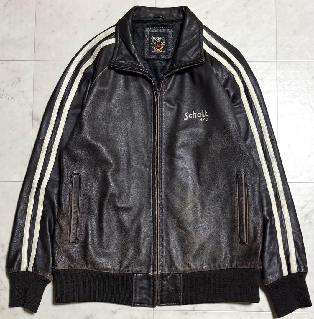 Schott ラムレザートラックジャケット 羊革 サイドライン ブラウン L 楽天市場】schott ラムレザー トラックジャケットの通販