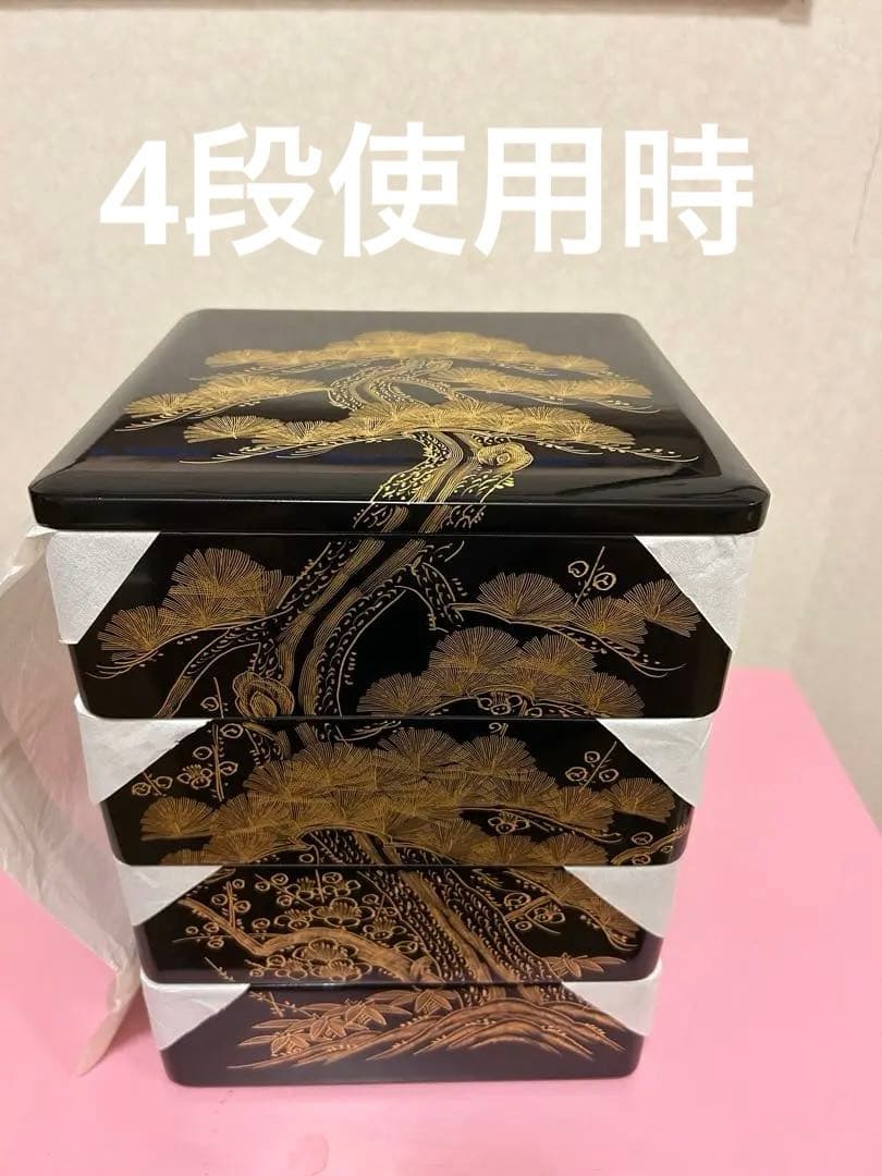 【未使用】木製漆塗　4段　七五重箱　続き柄　老松　沈金　木箱付き 楽天市場】重箱 3段 木製 漆塗り 溜内朱 松 沈金 6.5寸 日本製 越前